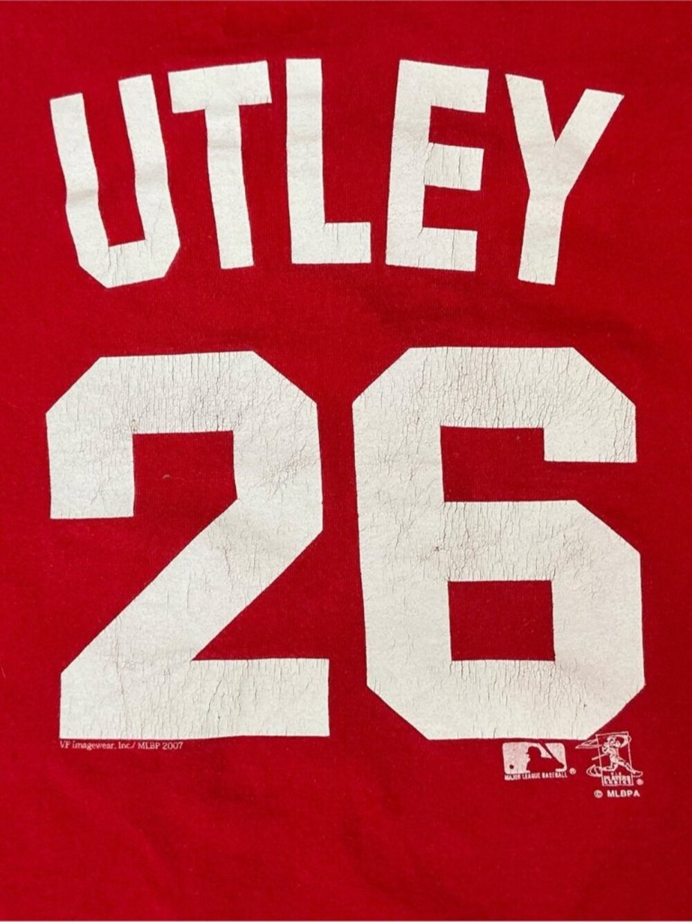 Phillies MLB Tee Shirt Jersey Cotton 2007 Chase Utley #26 Red Unisex Men Medium - Picture 12 of 16